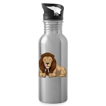 Lion Cutlery Cuisine de Cuisine - Gourde avec paille intégrée - argent clair - Droite