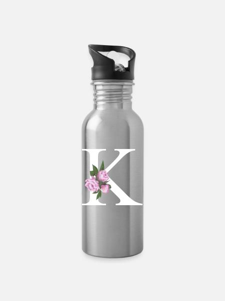 K - Trinkflasche mit integriertem Trinkhalm - Lightsilver