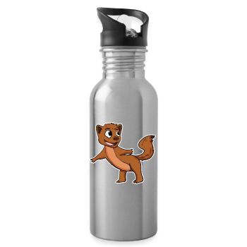 Weasel marten - Water bottle with straw - silver - Right