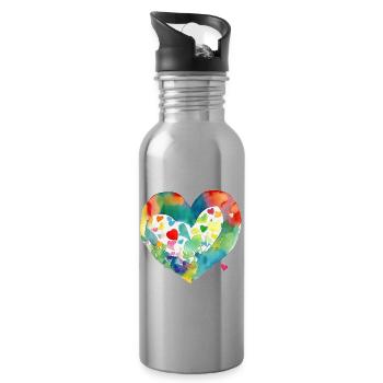 Heart - Water bottle with straw - silver - Right