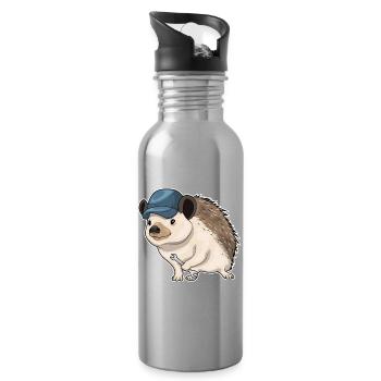Igel Mechaniker Schraubenschlüssel Werkstatt - Trinkflasche mit integriertem Trinkhalm - Lightsilver - Rechts