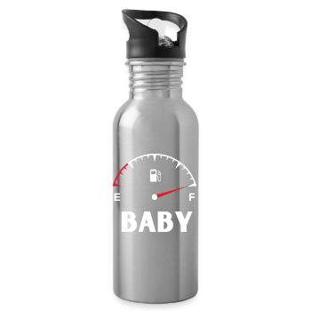 Mommy daddy baby match t shirt - Gourde avec paille intégrée - argent clair - Droite