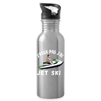 Je peux pas j ai jet ski cadeau humoristique drôle - Gourde avec paille intégrée - argent clair - Droite