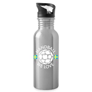 nous aimons le handball suède Équipe Handballeur EM icône - Gourde avec paille intégrée - argent clair - Droite