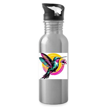 Colibri - Gourde avec paille intégrée - argent clair - Droite