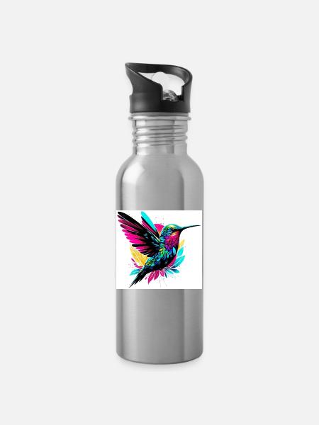 Kolibri - Trinkflasche mit integriertem Trinkhalm - Lightsilver