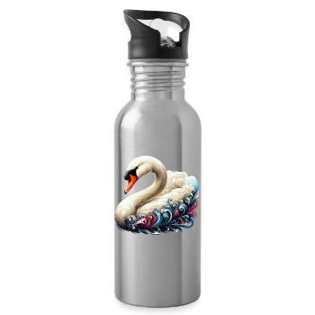Cygne - Gourde avec paille intégrée - argent clair - Droite