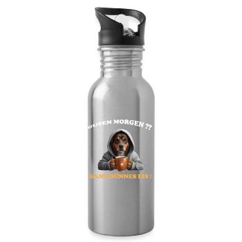 Guten Morgen?? Ganz Dünnes Eis! - Trinkflasche mit integriertem Trinkhalm - Lightsilver - Rechts