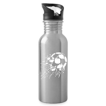Fußball Schuss Explosion Illustration Team Logo - Trinkflasche mit integriertem Trinkhalm - Lightsilver - Rechts