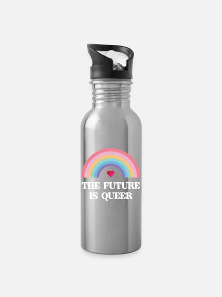 LGBT Pride Month - Die Zukunft ist queer - Trinkflasche mit integriertem Trinkhalm - Lightsilver
