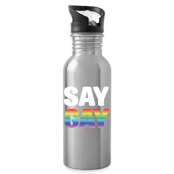 LGBT Pride Month - Say Gay - Water bottle with straw - silver - Right
