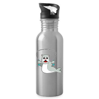 Seal Jumping Rope Skipping Rope Fitness - Water bottle with straw - silver - Right