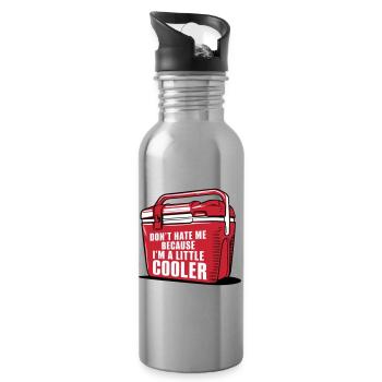 Lustiges cooleres Wortspiel "ein bisschen cooler" - Trinkflasche mit integriertem Trinkhalm - Lightsilver - Rechts