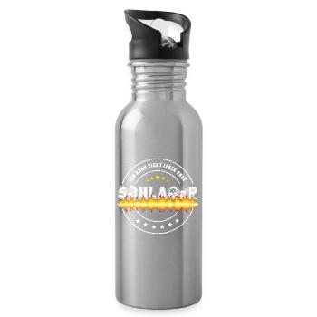 Ich kann nicht leben ohne Schlager - Trinkflasche mit integriertem Trinkhalm - Lightsilver - Rechts