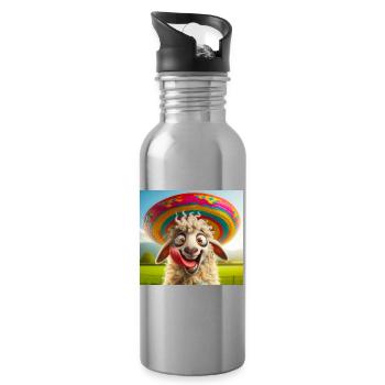 Mouton au sombrero - Gourde avec paille intégrée - argent clair - Droite