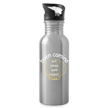 BuenCamino Muschel Motiv - Trinkflasche mit integriertem Trinkhalm - Lightsilver - Rechts