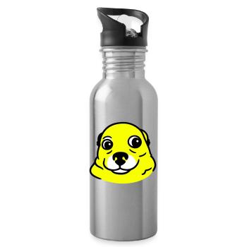 Anxious Dog in Pop Art Style - Water bottle with straw - silver - Right