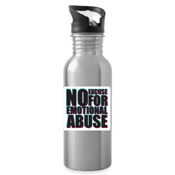 Bold No Excuse for Emotional Abuse Design - Water bottle with straw - silver - Right