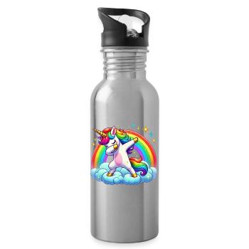 Licornes Dabbing Dab Licorne Licorne Femmes - Gourde avec paille intégrée - argent clair - Droite