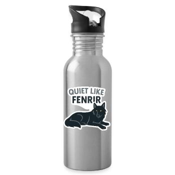 Leise wie Fenrir Wolf Design - Trinkflasche mit integriertem Trinkhalm - Lightsilver - Rechts