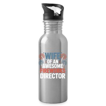 Wife Of An Awesome Fireworks Director 4th Of July - Trinkflasche mit integriertem Trinkhalm - Lightsilver - Rechts