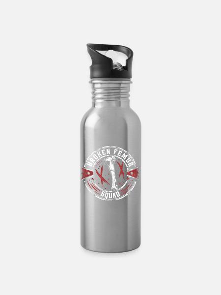 Gebrochener Oberschenkel Broken Femur Squad - Trinkflasche mit integriertem Trinkhalm - Lightsilver