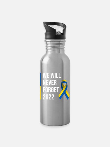 Ukraine Krieg Frieden Schleife - Trinkflasche mit integriertem Trinkhalm - Lightsilver