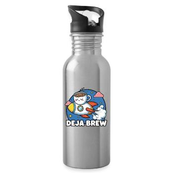 Einführung von Koffein - Trinkflasche mit integriertem Trinkhalm - Lightsilver - Rechts