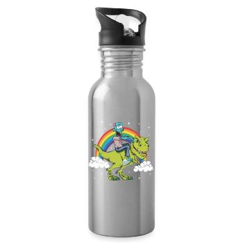 Zombie Halloween Dinosaure Tyrannosaurus T-Rex - Gourde avec paille intégrée - argent clair - Droite