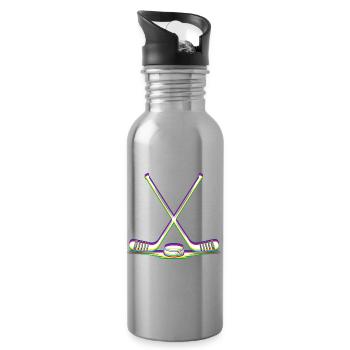 EDM Techno Hockey Sticks Rave Hockey - Water bottle with straw - silver - Right