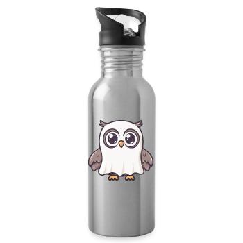 hibou fantôme d’halloween - Gourde avec paille intégrée - argent clair - Droite