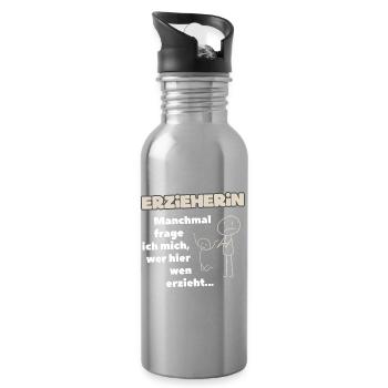 Educator - Who educates whom here - Water bottle with straw - silver - Right