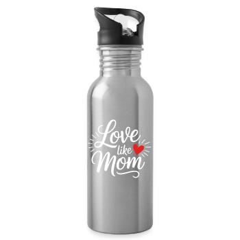 Liebe wie Mama Schriftzug Herz - Trinkflasche mit integriertem Trinkhalm - Lightsilver - Rechts