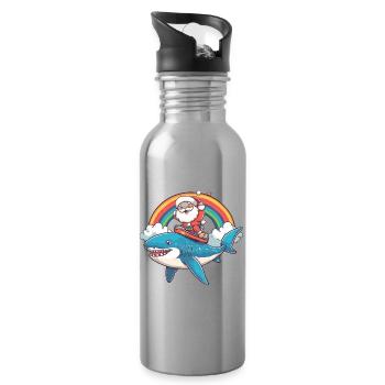 Hai Weihnachtsmann Weihnachten - Trinkflasche mit integriertem Trinkhalm - Lightsilver - Rechts
