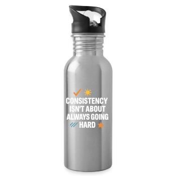 Konsequenz statt harter Arbeit, motivierend - Trinkflasche mit integriertem Trinkhalm - Lightsilver - Rechts