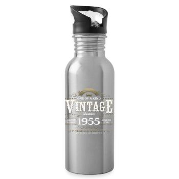 70. Geburtstag Vintage November Jahrgang 1955 - Trinkflasche mit integriertem Trinkhalm - Lightsilver - Rechts