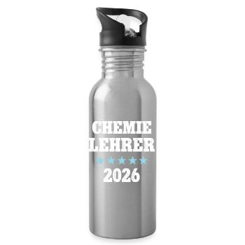 Professeur de chimie 2026 Professeur de chimie Professeur de chimie Professeur de chimie - Gourde avec paille intégrée - argent clair - Droite