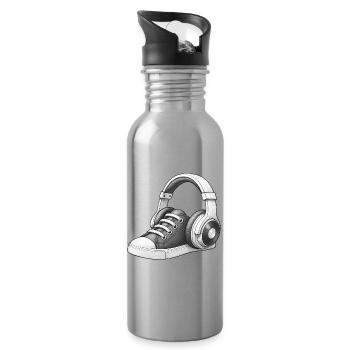 MUSIKALISCHE SNEAKER - schwarz &amp; weiß - Trinkflasche mit integriertem Trinkhalm - Lightsilver - Rechts