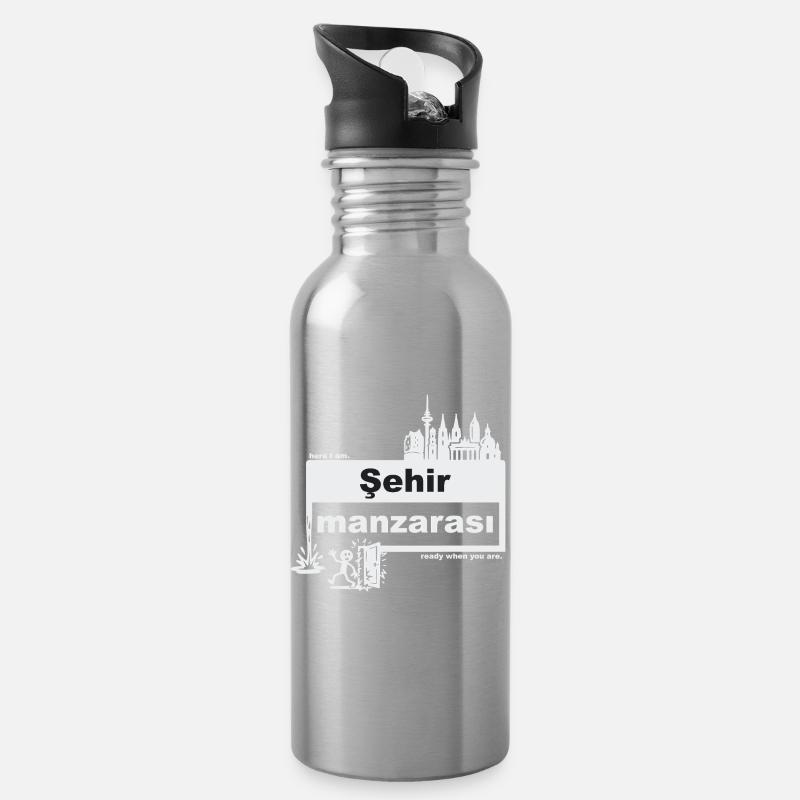 Cityscape - Turkish - ready when you are - Water bottle with straw - silver