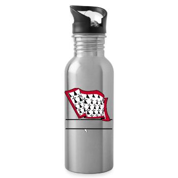 Limousin Flag Text Space - Water bottle with straw - silver - Right