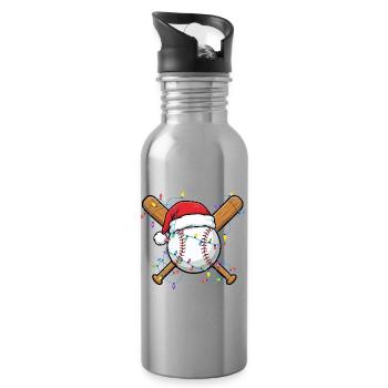 Baseball Santa Hat Noël Festif de Cheer Baseball - Gourde avec paille intégrée - argent clair - Droite