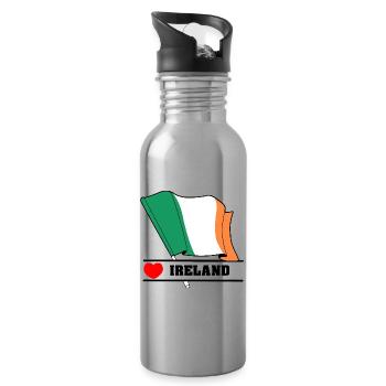 Ireland Flag with Heart - Water bottle with straw - silver - Right