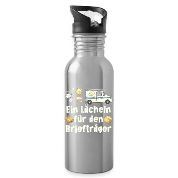 Paketzusteller EIN LÄCHEIN FÜR DEN BRIEFTRÄGER - Trinkflasche mit integriertem Trinkhalm - Lightsilver - Rechts