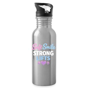 Anime Strong Girl qui prend la Force - Gourde avec paille intégrée - argent clair - Droite