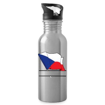 TSCHECHISCHE REPUBLIK – Personalisierte Flagge - Trinkflasche mit integriertem Trinkhalm - Lightsilver - Rechts