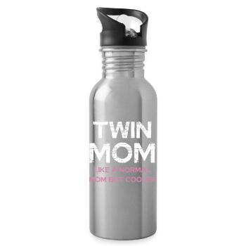Maman jumelle - maman plus cool que la mère normale - Gourde avec paille intégrée - argent clair - Droite