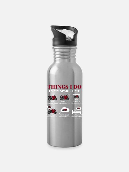 Things I Do In My Spare Time - Water bottle with straw - silver