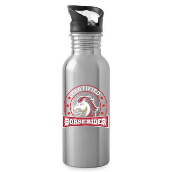 Certified Horse Rider - Water bottle with straw - silver - Right