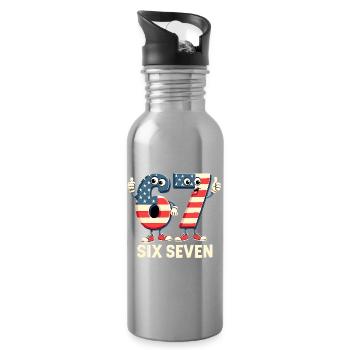 US Flag 67 Memes Six Seven - Water bottle with straw - silver - Right