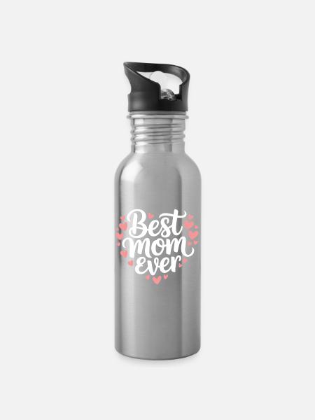 Die beste Mutter aller Zeiten - Trinkflasche mit integriertem Trinkhalm - Lightsilver